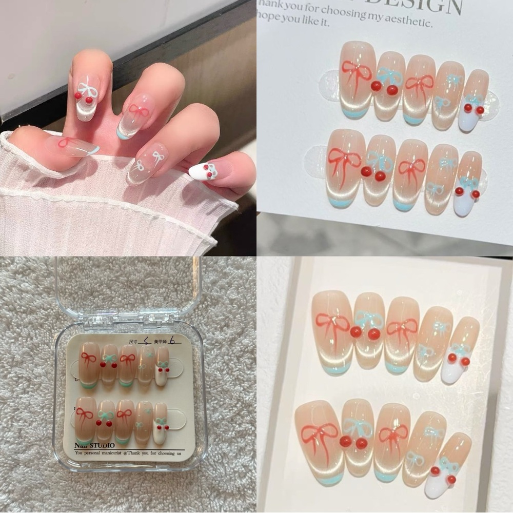 Handmade press on nails cute nail set